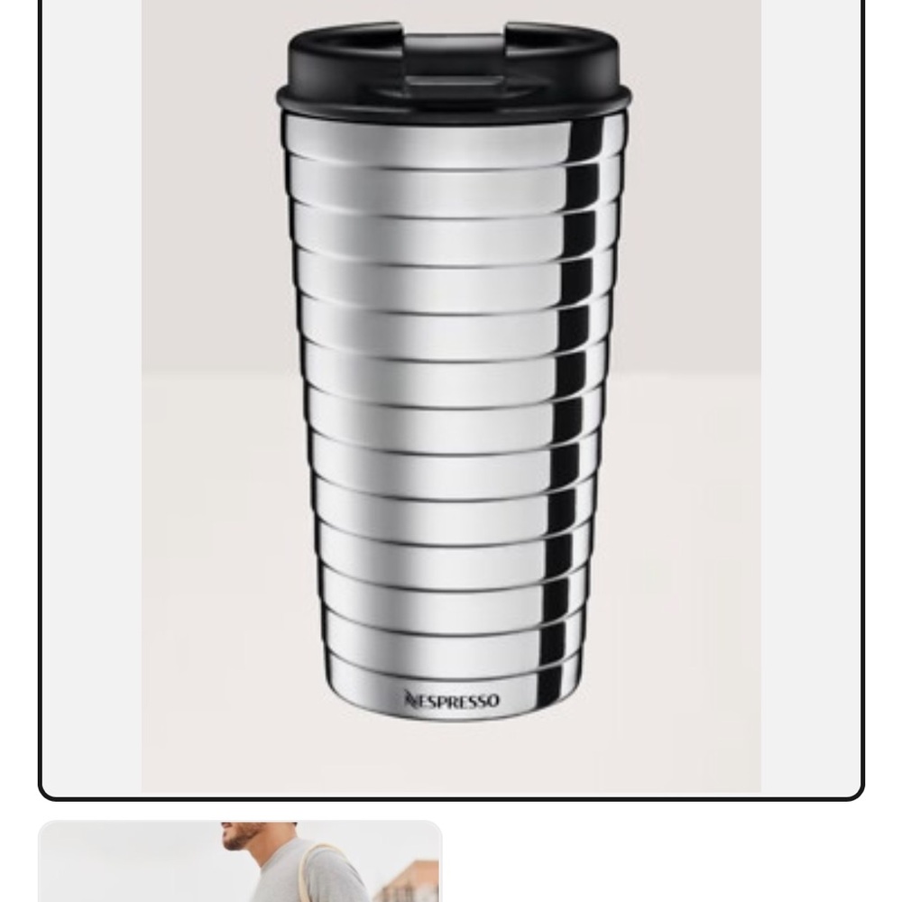 Nespresso Silver and Black Insulated Mug